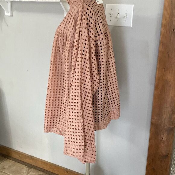 NWT ASOS maternity shirt size 14 blush color long sleeved smocked top mock neck - Picture 5 of 12